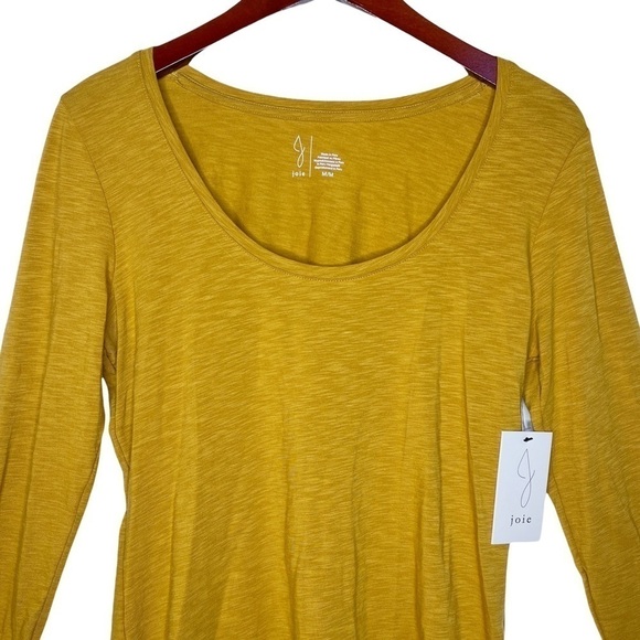 JOIE NWT Scoop Neck Modal Cotton Long Sleeve Top Size Medium in Heather Mustard - Picture 10 of 13